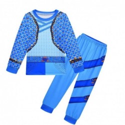 Size is 2T-3T(100cm) Girls' Descendants 4 blue Long Sleeve 2-piece Pajamas Costumes