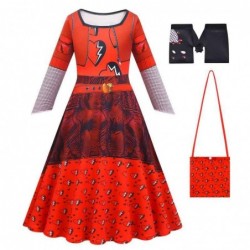 Size is 4T-5T(110cm) Girls' Descendants 4 red Costumes Long Sleeve dress Halloween with Cloak