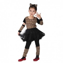 Size is 4T-5T(110cm) Pretty Leopard print cute girls catwoman costume Black