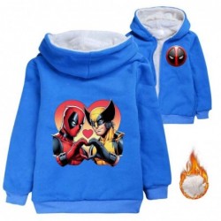 Size is 3T-4T(110cm) Winter coat Deadpool Wolverine love fleece lined Sweatshirts for kids Hoodies