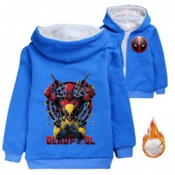 Size is 3T-4T(110cm) for kids Winter coat Deadpool Wolverine fleece lined Zipper Front Hoodies