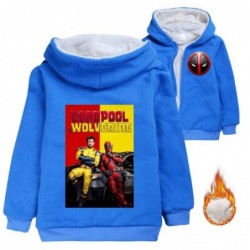 Size is 3T-4T(110cm) Winter coat Deadpool Wolverine fleece lined Zipper Front Hoodies for kids