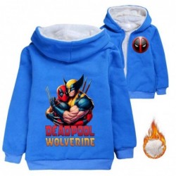 Size is 3T-4T(110cm) kids' Winter coat Deadpool Wolverine black Hoodies fleece lined Zipper Front