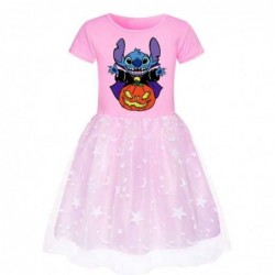 Size is 2T-3T(110cm) Lilo and Stitch Halloween tulle mesh summer dress Round Collar For girls