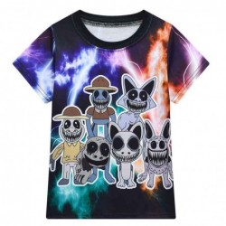 Size is 3T-4T(110cm) Zoonomaly Monster Print 1 Piece Short Sleeves blue T-shirt for kids'