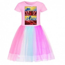 Size is 2T-3T(110cm) For girls Deadpool Wolverine Rainbow tulle mesh Short Sleeve dress