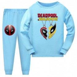 Size is 2T-3T(100cm) Girls' Deadpool Wolverine Long Sleeve 2-piece Pajamas Costumes black