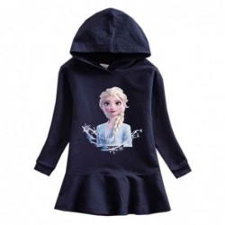 Size is 1T-2T(90cm) hoodies for kids Elsa Frozen long sleeve cotton dress with ruffled skirt