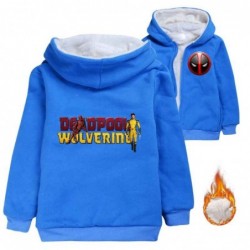 Size is 3T-4T(110cm) Deadpool Wolverine Hoodies Winter coat Girls' fleece lined Zipper Front