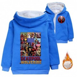 Size is 3T-4T(110cm) Deadpool Wolverine Hoodies Winter coat Girls' fleece lined Zipper Front