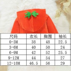 Size is 0-3M toddler halloween costumes boy pumpkin long sleeved one piece orange