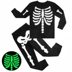 Size is 3T-4T(100cm) Skeleton Glow in the Dark Kids' Pajamas Costumes Halloween 3-10 Years