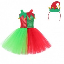 Size is S 2T-3T(100cm) Girls' Christmas elf tutu Costumes Halloween birthday dress with Hair band