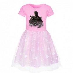 Size is 2T-3T(110cm) Black Myth Wukong tulle mesh summer dress Round Collar For girls