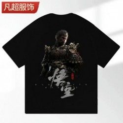 Size is Adult S Adult or kids Black Myth Wukong Print 1 Piece Short Sleeves T-shirt