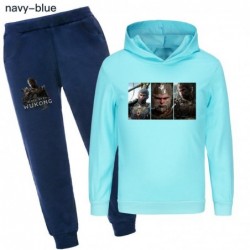 Size is 3T-4T(110cm) Kids' Black Myth Wukong Hoodies sets 2-piece Sweatshirts and navy blue pants