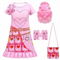 Size is 2T-3T(100cm) Toddler Girls' Descendants 4 pink Costumes nightdress with pink wig