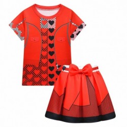 Size is 3T-4T(110cm) Girls'Descendants 4 red Short Sleeves T-shirt and skirt Summer Outfits