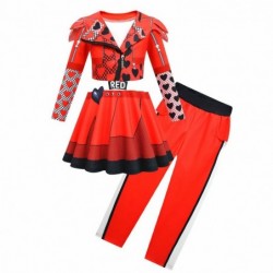 Size is 2T-3T(100cm) Girls' Descendants 4 red Costumes Long Sleeves dress with pants