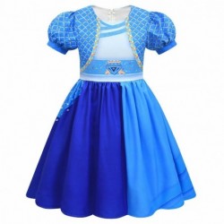 Size is 2T-3T(100cm) Toddler Girls' Descendants 4 blue Costumes birthday dress Puff sleeve