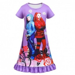 Size is 2T-3T(100cm) Descendants 4 blue and red girls print Short Sleeves nightdress For Girls