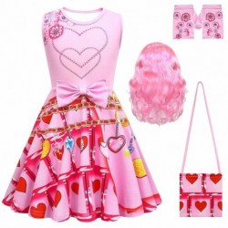 Size is 2T-3T(100cm) Girls' Descendants 4 pink dress Costumes Sleeveless bowknot with wig