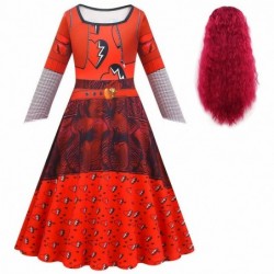 Size is 2T-3T(100cm) Girls' Descendants 4 red Costumes Long Sleeve with Cloak wig