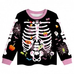 Size is 2T-3T(100cm) Kids' Halloween skeleton Long Sleeve two-piece Pajamas Costumes