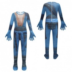 Size is 3T-4T(110cm) teenager' Black Myth Wukong blue Jumpsuit Halloween Costumes with mask