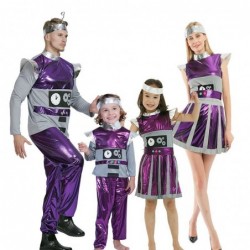 family halloween costumes for 4 purple alien cute robot...