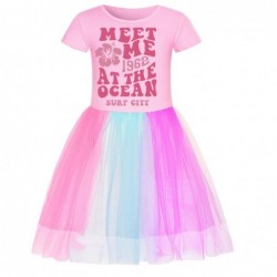 Size is 2T-3T(110cm) meet me girls summer dress Rainbow tulle mesh Short Sleeve