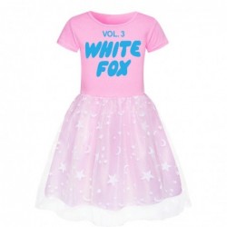 Size is 2T-3T(110cm) vol 3 white fox tulle mesh summer dress Round Collar For girls