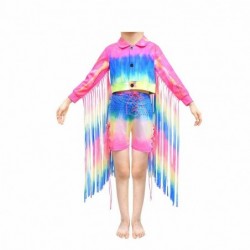 Size is 3T-4T(110cm) girls' taylor swift Rainbow Fringe coat Costumes Halloween