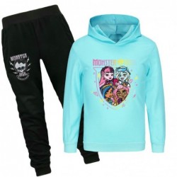 Size is 3T-4T(110cm) For kids monster high 2-piece Long Sleeve Hoodies sets black pants