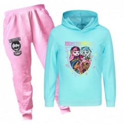 Size is 3T-4T(110cm) Kids' monster high 2-piece Long Sleeve Hoodies sets pink pants