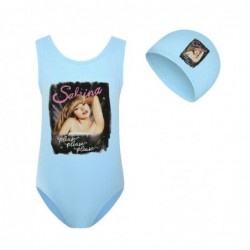 Size is 2T-3T(100cm) Girls' Sabrina Carpenter swimsuits one piece High Waisted Swimsuit with cap