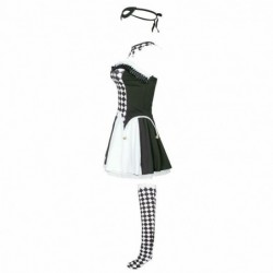 Size is S Halloween Adult sexy Woman Harley Quinn Black and White Costumes