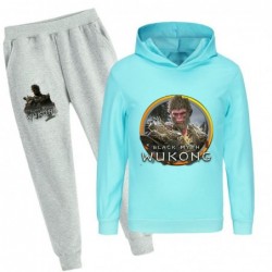 Size is 2T-3T(100cm) Black Myth Wukong 2-piece Long Sleeve Hoodies sets gary pants For kids