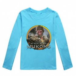 Size is 3T-4T(110cm) Black Myth Wukong Long sleeve T-shirt for kids 11 year old