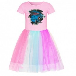 Size is 2T-3T(110cm) FGirls MR BEAST summer dress Rainbow tulle mesh Short Sleeve