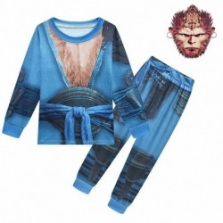 Size is 2T-3T(100cm) Black Myth Wukong Long Sleeve 2-piece Pajamas for KIDS Costumes