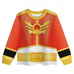 Size is 2t-3t(100cm) kids Power Rangers red Costumes Long Sleeve 2-piece Pajamas