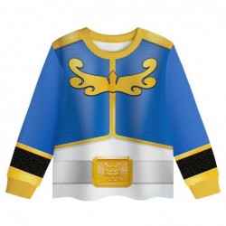 Size is 2t-3t(100cm) boys Power Rangers blue Pajamas Costumes Long Sleeve 2-piece