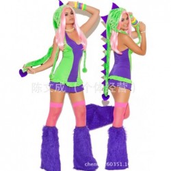 Size is Free size Adult sexy Woman green purple Dinosaur dress Costumes Halloween