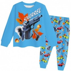 Size is 2t-3t(100cm) boys squirrel with A Gun 2-piece Pajamas Costumes Long Sleeve