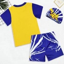 Size is 2t-3t(100cm) Boys'Pikachu Swimwear Sets with cap swim top and Trunks