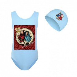 Size is 2t-3t(100cm) Girls' Descendants 4 swimsuits one piece High Waisted Swimsuit with cap