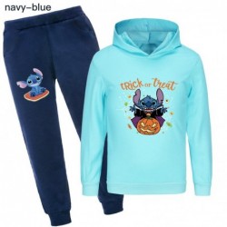 Size is 3t-4t(110cm) Kids' Hallowmas stitch Long Sleeve Hoodies sets navy blue pants