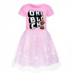 Size is 2t-3t(110cm) For girls oneblock print summer dress mesh Round Collar rose red