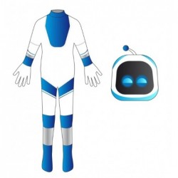 Size is 3t-4t(110cm) for Kids Astro Bot Costumes Halloween Jumpsuit with mask